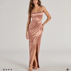 Rose Gold Mayra Formal Satin long dress Sold by Windsor